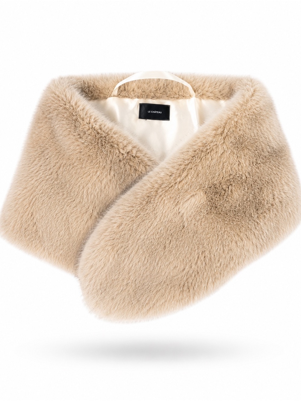 Le Chateau Elegant Cream Faux-Fur Scarf - Picture 2 of 3
